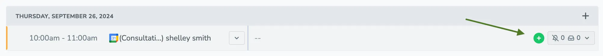 Click the + symbol next to a contact's participant name to manually add their contact info