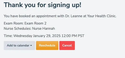 Confirmation page using { resources } field to display all resources assigned for this appointment