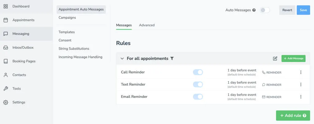 three auto-messages automatically generate when you launch Apptoto
