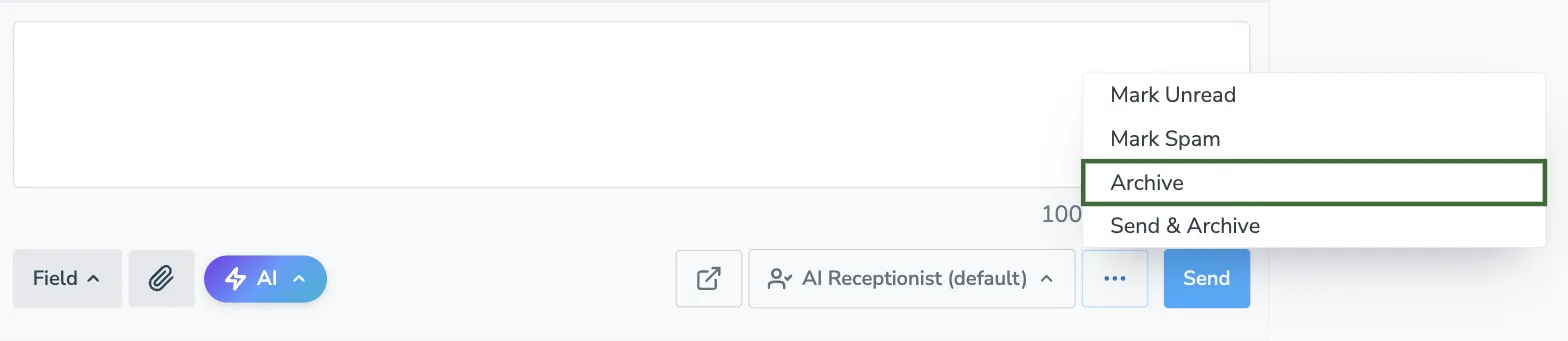 Archive messages on the inbox/outbox tab.