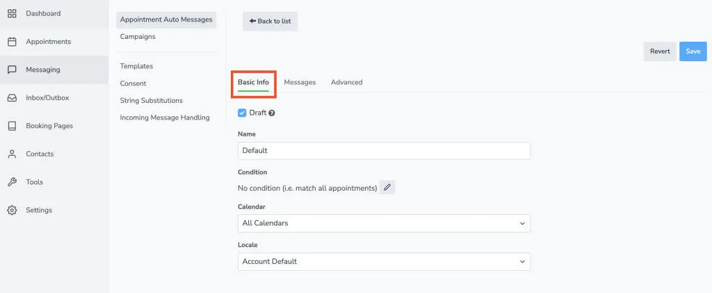 Multiple message schedules basic information tab