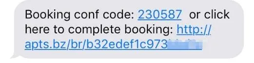 apptoto booking confirmation code