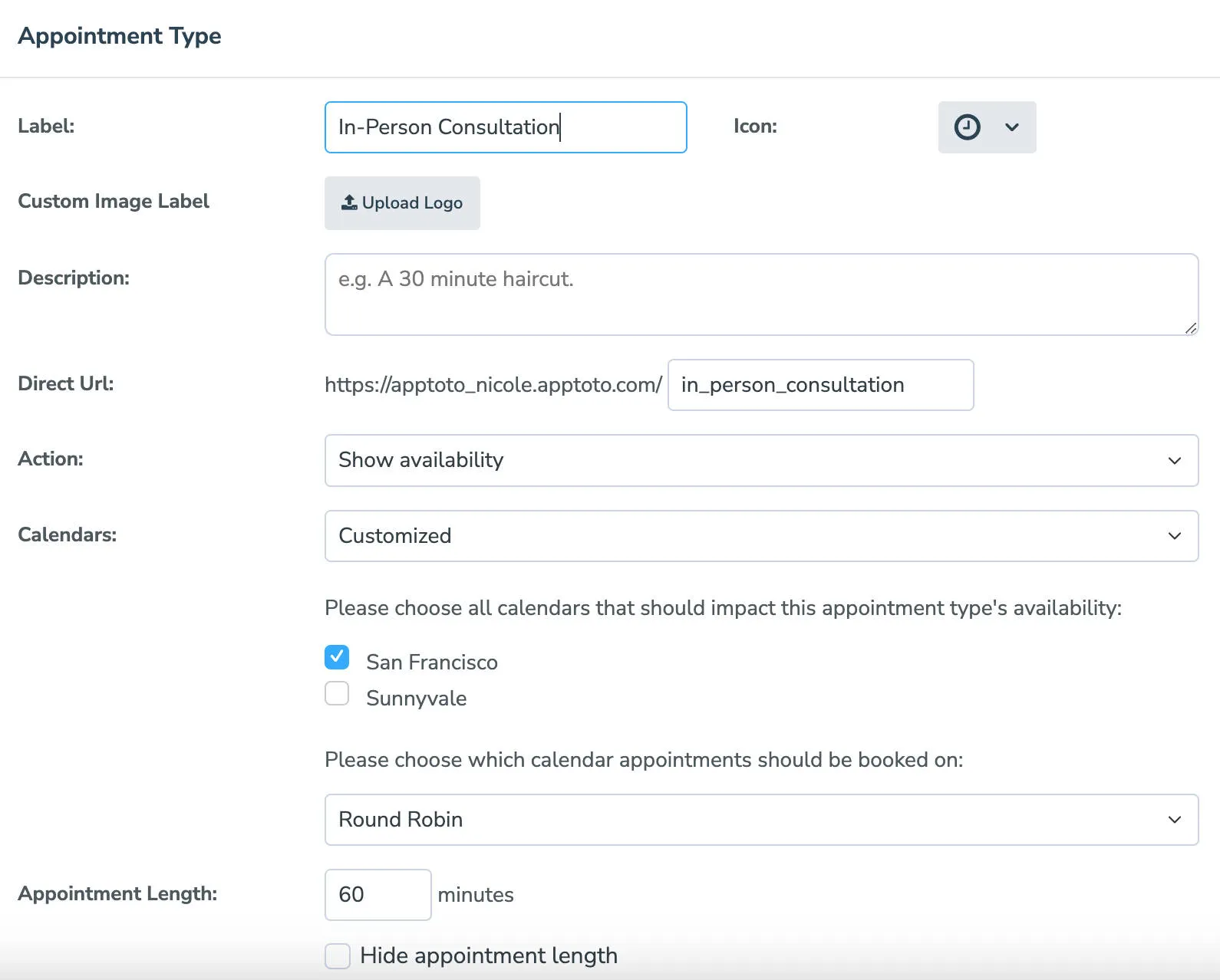 Let clients book appointments with a select location by linking location-specific calendars to your booking page