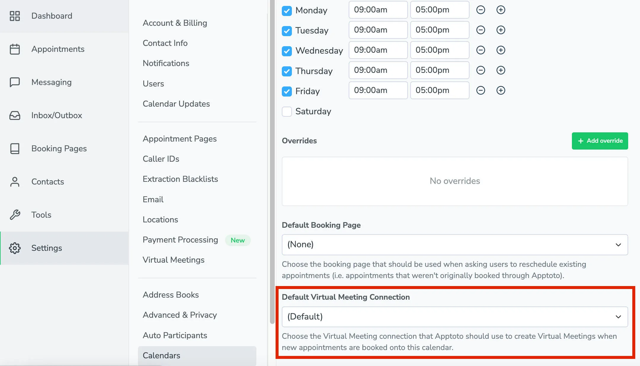 Set which Google Meet account you want Apptoto to automatically create new meetings under.