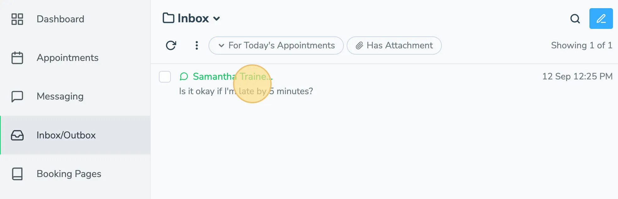 View past conversation between business and client in Apptoto