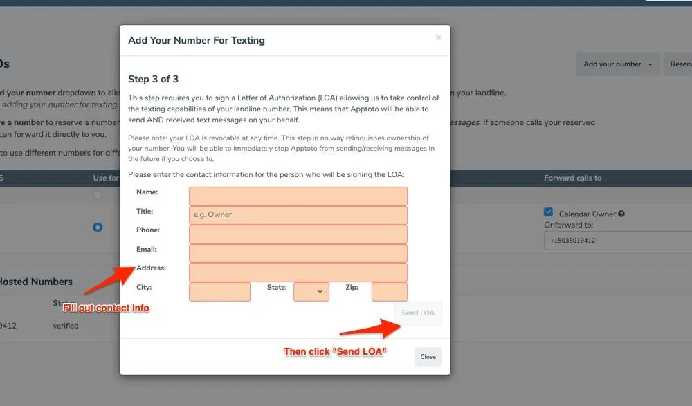 letter of authorization approval form for hosted number