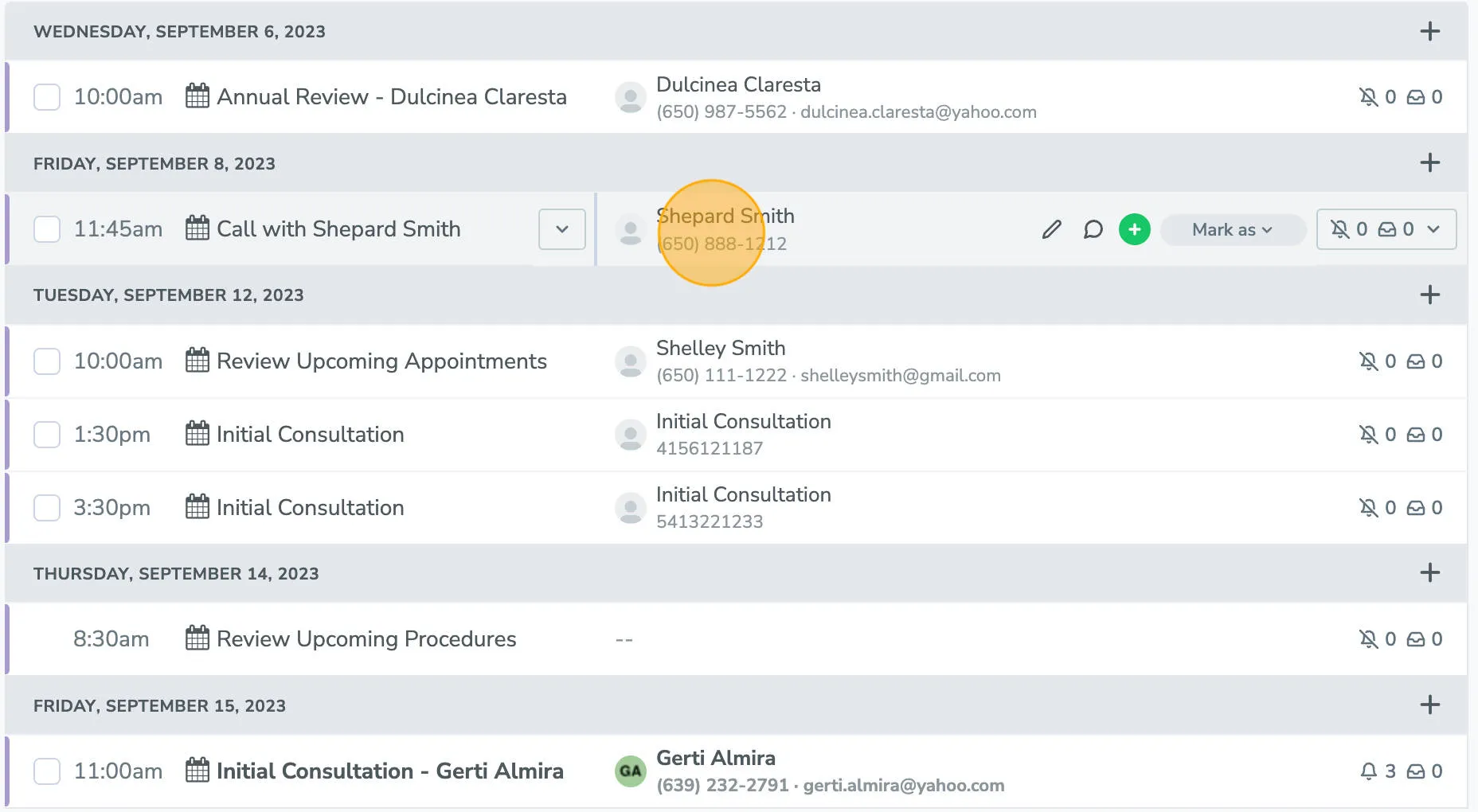 Highlighted meeting that does not contain the rule keyword in the title