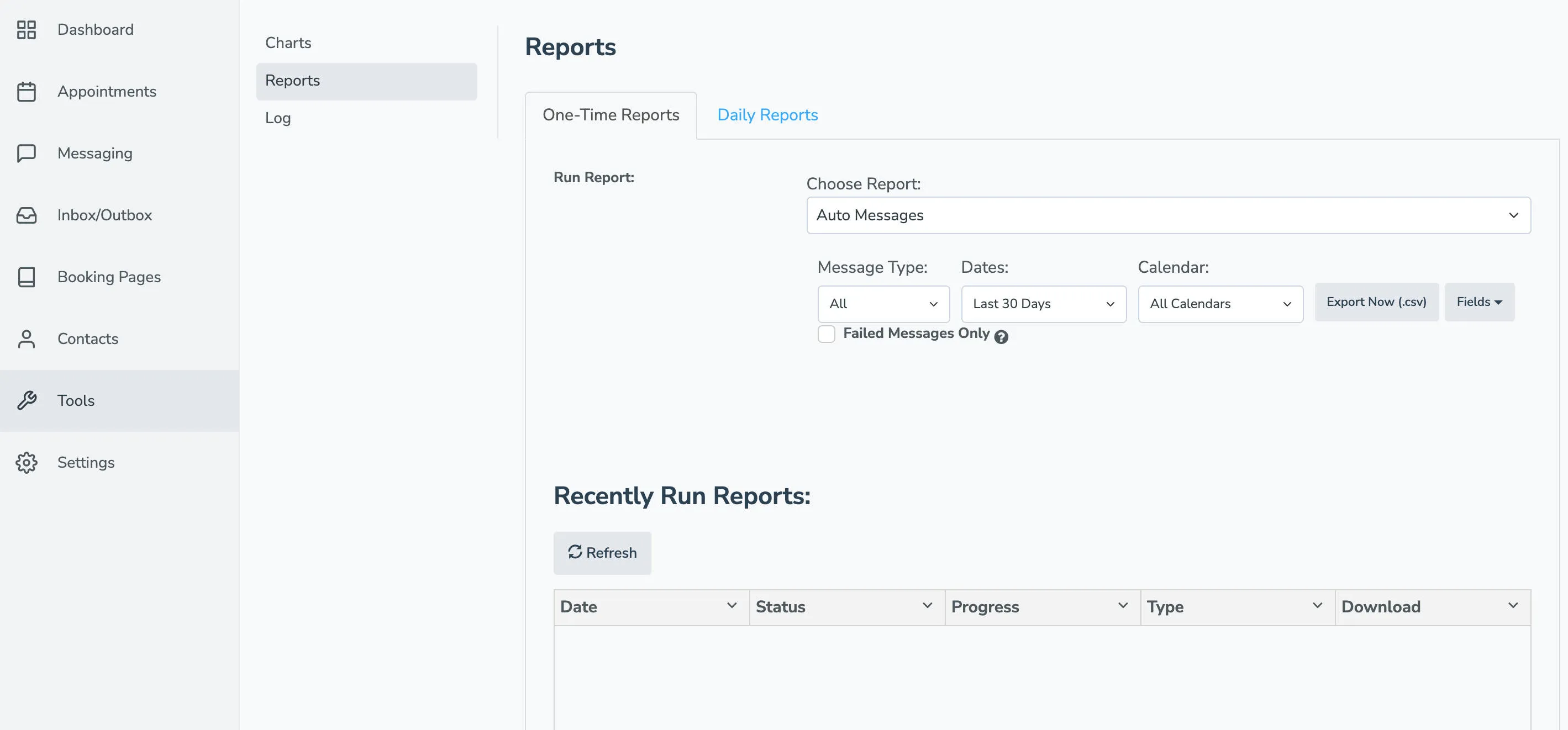 Export all messages in you Apptoto account via the Tools > Report tab
