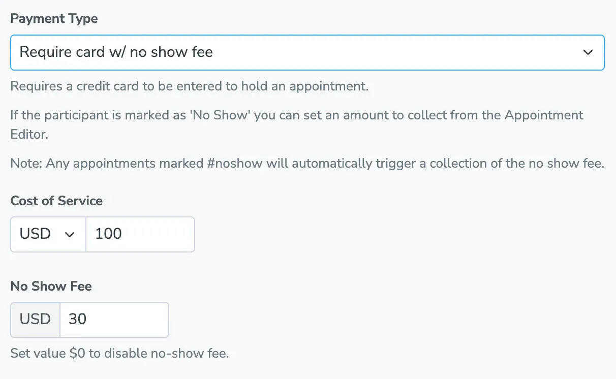 Charge a no-show fee when your client books their appointment online with you.
