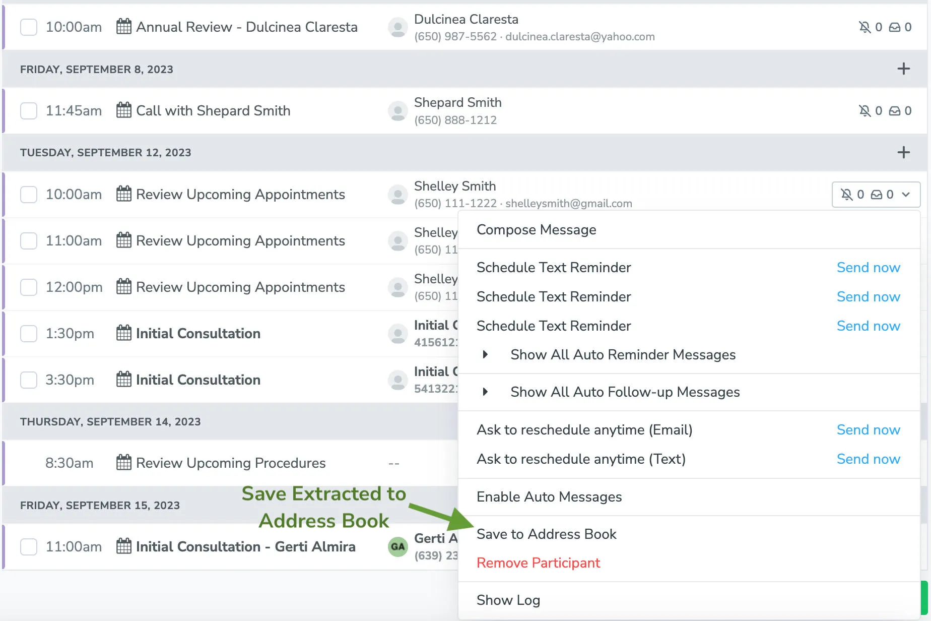 Button showing where to "Add users to address book" in Apptoto platform
