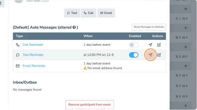 Send a message immediately by clicking Send Now icon in Apptoto