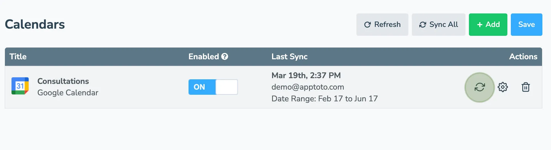 Force sync button for Google Calendar