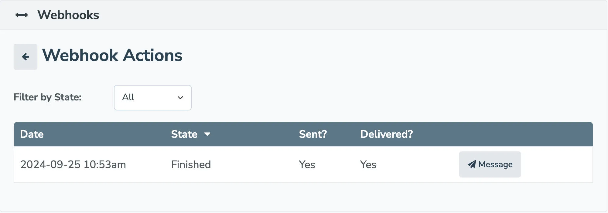 View whether Webhook Action was successsful via the Log